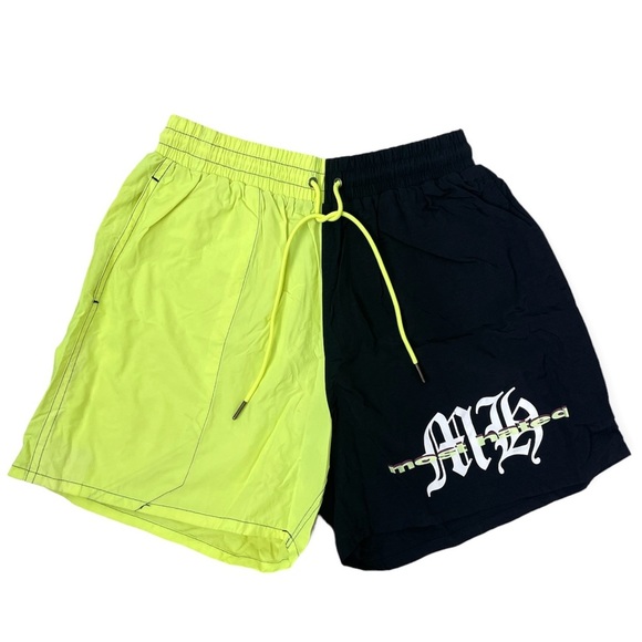 Most Hated Los Angeles Nick Young Neon Yellow & Black Color Block Shorts Large - Picture 2 of 4
